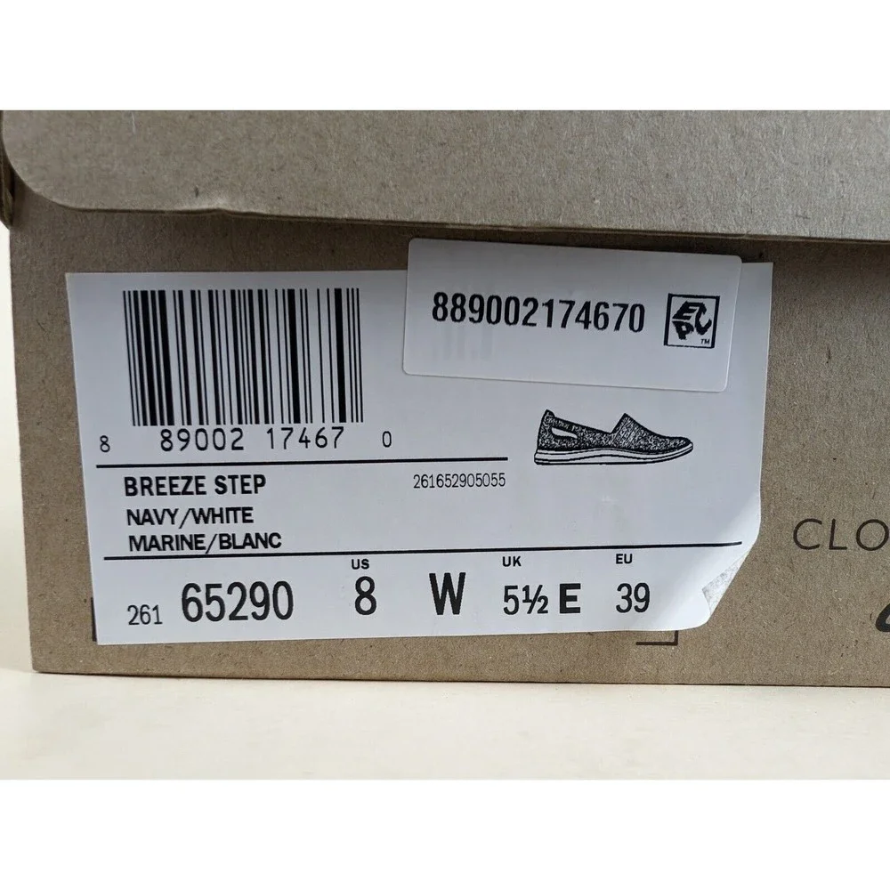 Cloudsteppers Clarks Breeze Step Loafers Womens 8 Wide Navy Slip On Shoes NWB_14